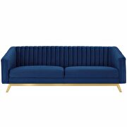 Vertical channel tufted performance velvet sofa in navy additional photo 2 of 3