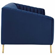Vertical channel tufted performance velvet sofa in navy additional photo 3 of 3