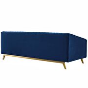Vertical channel tufted performance velvet sofa in navy additional photo 4 of 3