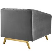 Vertical channel tufted performance velvet armchair in gray additional photo 4 of 6
