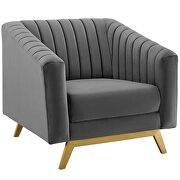 Vertical channel tufted performance velvet armchair in gray additional photo 5 of 6