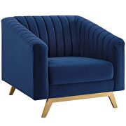 Vertical channel tufted performance velvet armchair in navy additional photo 5 of 6