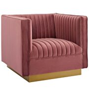Vertical channel tufted performance velvet chair in dusty rose additional photo 2 of 5