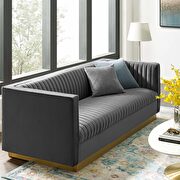 Vertical channel tufted performance velvet sofa in gray by Modway additional picture 6