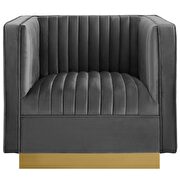 Vertical channel tufted performance velvet chair in gray additional photo 5 of 4