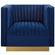 Vertical channel tufted performance velvet chair in navy additional photo 5 of 4