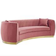Channel tufted curved performance velvet sofa in dusty rose additional photo 3 of 5