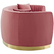 Channel tufted curved performance velvet sofa in dusty rose additional photo 4 of 5