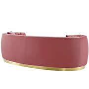 Channel tufted curved performance velvet sofa in dusty rose additional photo 5 of 5