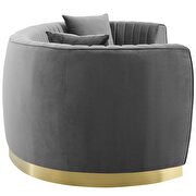 Channel tufted curved performance velvet sofa in gray additional photo 4 of 5