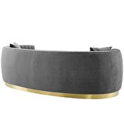 Channel tufted curved performance velvet sofa in gray additional photo 5 of 5