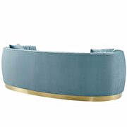 Channel tufted curved performance velvet sofa in light blue additional photo 5 of 5