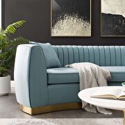 Channel tufted curved performance velvet sofa in light blue by Modway additional picture 6