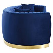 Channel tufted curved performance velvet sofa in navy additional photo 3 of 6