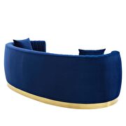 Channel tufted curved performance velvet sofa in navy by Modway additional picture 4