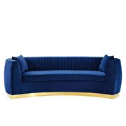 Channel tufted curved performance velvet sofa in navy by Modway additional picture 5
