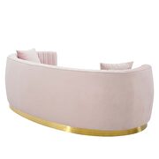 Channel tufted curved performance velvet sofa in pink additional photo 4 of 7