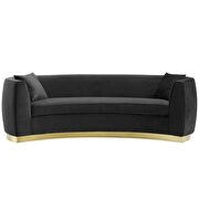 Curved performance velvet sofa in black additional photo 2 of 5