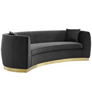 Curved performance velvet sofa in black additional photo 3 of 5