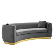 Curved performance velvet sofa in gray additional photo 2 of 7