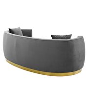 Curved performance velvet sofa in gray additional photo 4 of 7