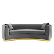 Curved performance velvet sofa in gray additional photo 5 of 7