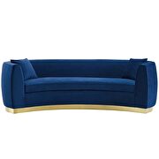 Curved performance velvet sofa in navy additional photo 2 of 5