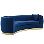 Curved performance velvet sofa in navy additional photo 3 of 5