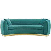 Curved performance velvet sofa in teal additional photo 2 of 5