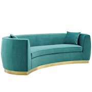 Curved performance velvet sofa in teal additional photo 3 of 5