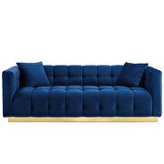 Biscuit tufted performance velvet sofa in navy additional photo 2 of 5