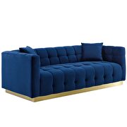 Biscuit tufted performance velvet sofa in navy additional photo 3 of 5