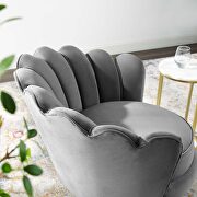 Scalloped edge performance velvet accent armchair in gray additional photo 2 of 6
