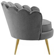 Scalloped edge performance velvet accent armchair in gray additional photo 3 of 6