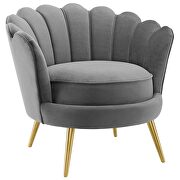 Scalloped edge performance velvet accent armchair in gray additional photo 4 of 6