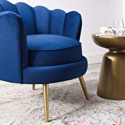 Scalloped edge performance velvet accent armchair in navy additional photo 2 of 6