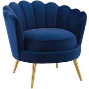 Scalloped edge performance velvet accent armchair in navy additional photo 3 of 6
