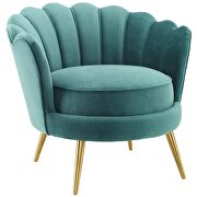 Scalloped edge performance velvet accent armchair in teal additional photo 4 of 6