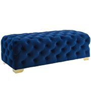 Button tufted performance velvet bench in navy additional photo 5 of 6