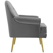 Tufted button accent performance velvet armchair in gray additional photo 5 of 5