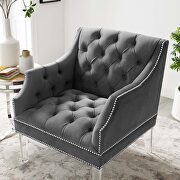 Tufted button accent performance velvet armchair in gray by Modway additional picture 2