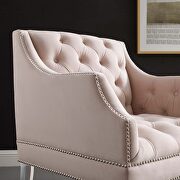 Tufted button accent performance velvet armchair in pink additional photo 2 of 6