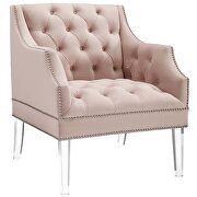 Tufted button accent performance velvet armchair in pink additional photo 5 of 6