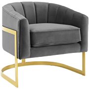 Vertical channel tufted performance velvet accent armchair in gray additional photo 3 of 6