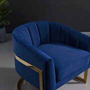 Vertical channel tufted performance velvet accent armchair in navy additional photo 2 of 6