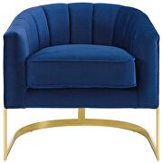 Vertical channel tufted performance velvet accent armchair in navy additional photo 3 of 6