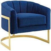 Vertical channel tufted performance velvet accent armchair in navy additional photo 4 of 6