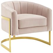 Vertical channel tufted performance velvet accent armchair in pink additional photo 5 of 6