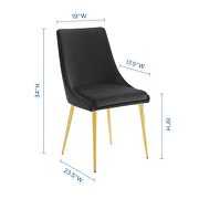 Modern accent performance velvet dining chair in black additional photo 2 of 8