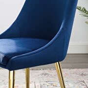 Modern accent performance velvet dining chair in navy additional photo 2 of 6
